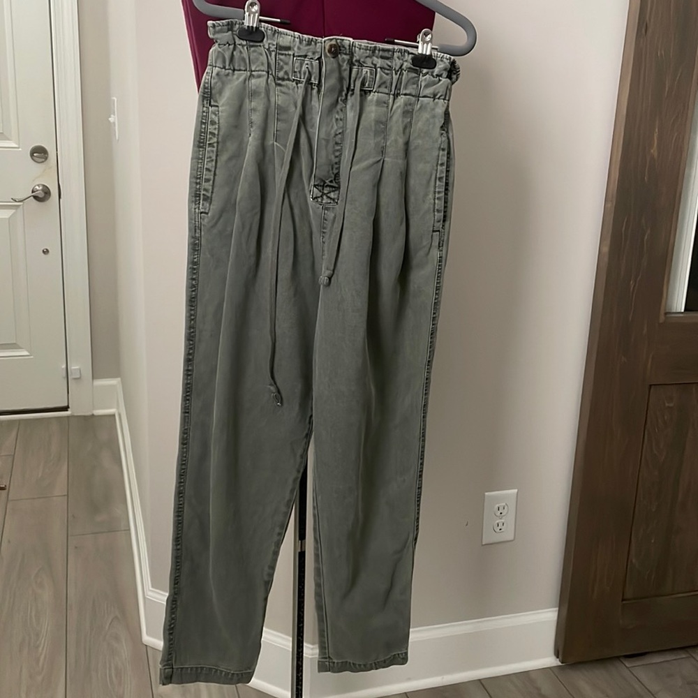 Free People Olive Straight Leg Pants - Picture 3 of 14
